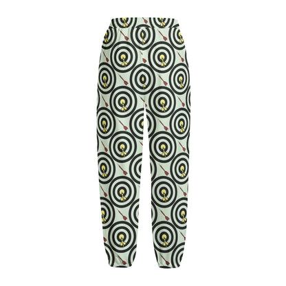 Dartboard Cartoon Pattern Print Fleece Lined Knit Pants