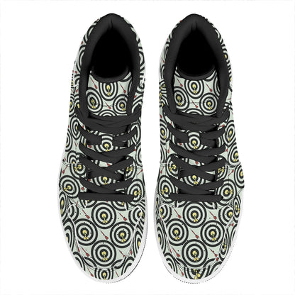 Dartboard Cartoon Pattern Print High Top Leather Sneakers