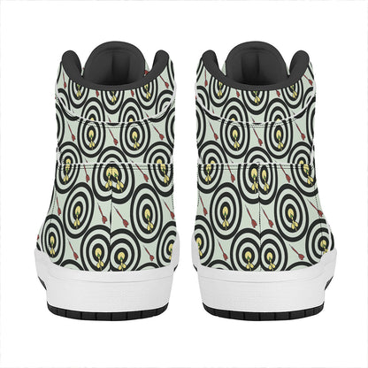 Dartboard Cartoon Pattern Print High Top Leather Sneakers