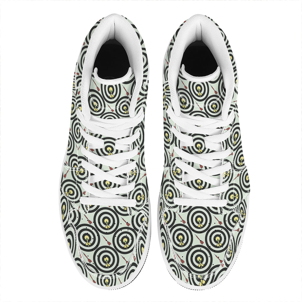 Dartboard Cartoon Pattern Print High Top Leather Sneakers