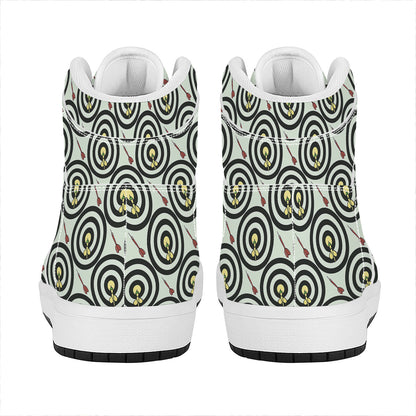 Dartboard Cartoon Pattern Print High Top Leather Sneakers
