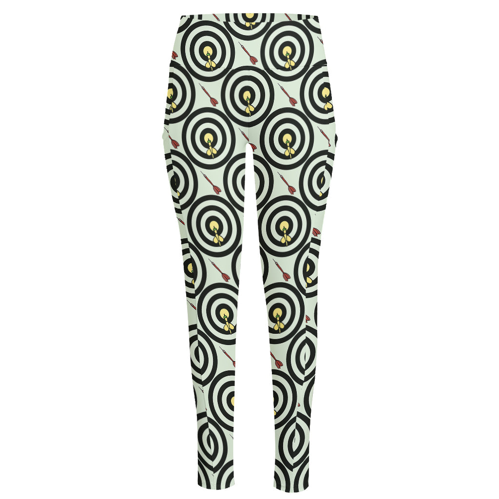 Dartboard Cartoon Pattern Print High-Waisted Pocket Leggings