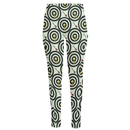 Dartboard Cartoon Pattern Print High-Waisted Pocket Leggings