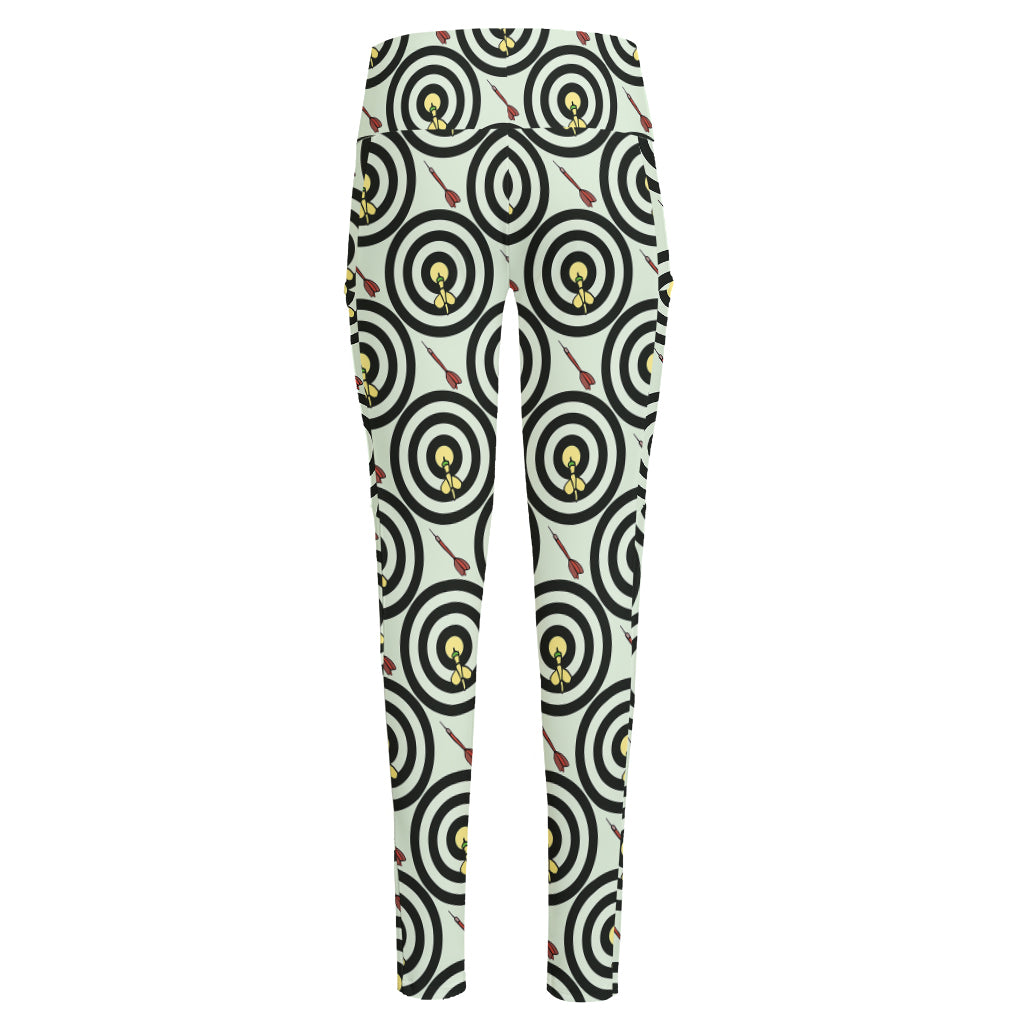 Dartboard Cartoon Pattern Print High-Waisted Pocket Leggings