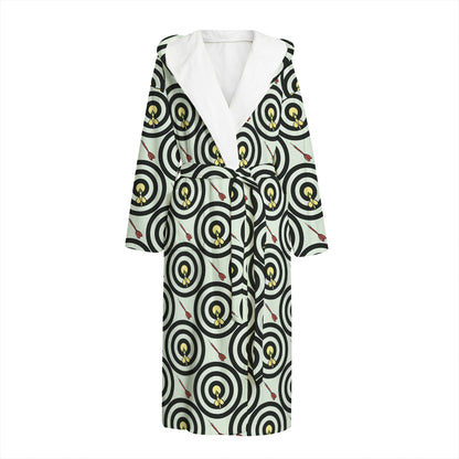Dartboard Cartoon Pattern Print Hooded Bathrobe