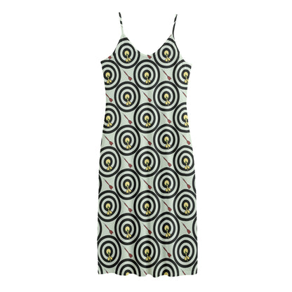 Dartboard Cartoon Pattern Print Jersey Midi Cami Dress