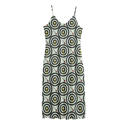 Dartboard Cartoon Pattern Print Jersey Midi Cami Dress