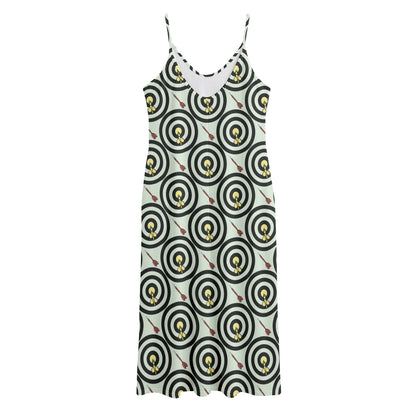 Dartboard Cartoon Pattern Print Jersey Midi Cami Dress