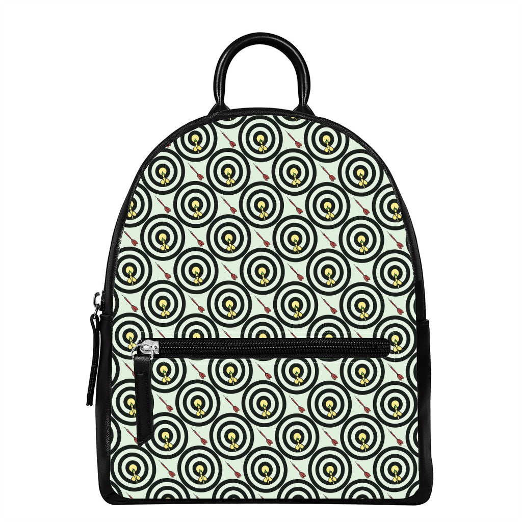 Dartboard Cartoon Pattern Print Leather Backpack