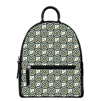 Dartboard Cartoon Pattern Print Leather Backpack