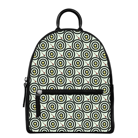 Dartboard Cartoon Pattern Print Leather Backpack