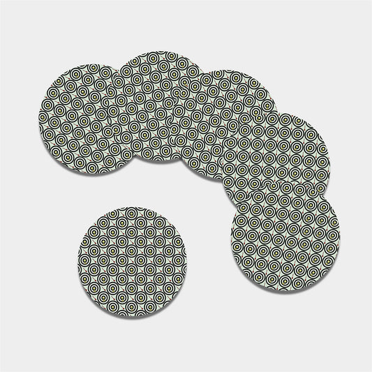 Dartboard Cartoon Pattern Print Leather Coaster Set