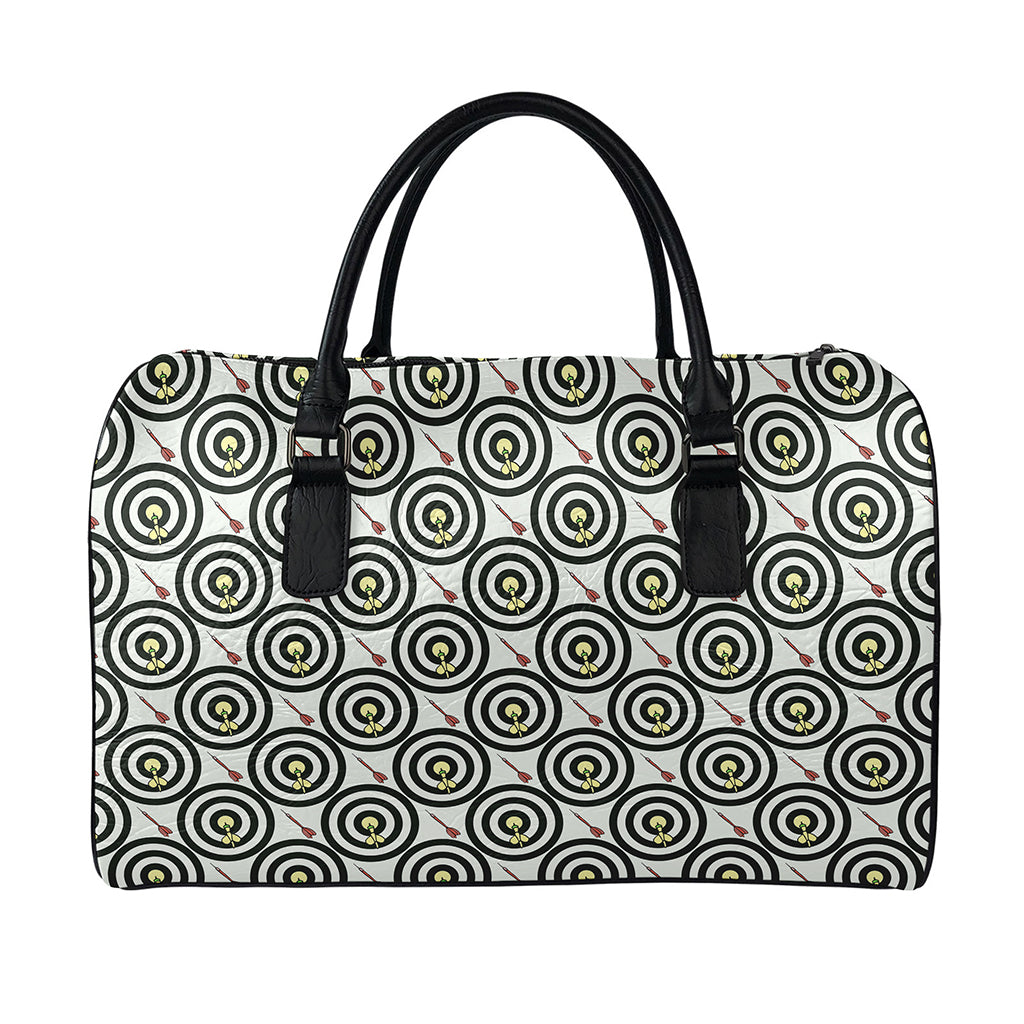 Dartboard Cartoon Pattern Print Leather Duffle Bag
