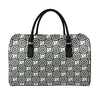 Dartboard Cartoon Pattern Print Leather Duffle Bag