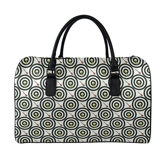 Dartboard Cartoon Pattern Print Leather Duffle Bag