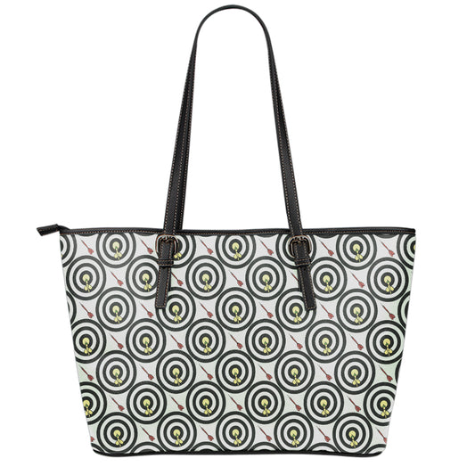 Dartboard Cartoon Pattern Print Leather Tote Bag