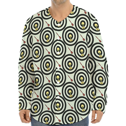 Dartboard Cartoon Pattern Print Long Sleeve Baseball Jersey