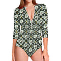 Dartboard Cartoon Pattern Print Long Sleeve Swimsuit