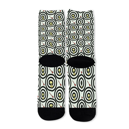 Dartboard Cartoon Pattern Print Long Socks