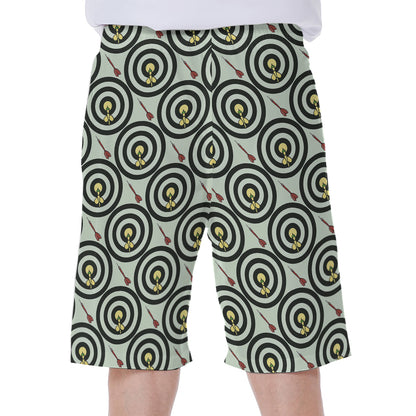 Dartboard Cartoon Pattern Print Men's Beach Shorts