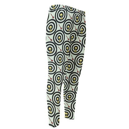 Dartboard Cartoon Pattern Print Men's Compression Pants