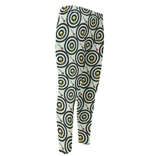 Dartboard Cartoon Pattern Print Men's Compression Pants