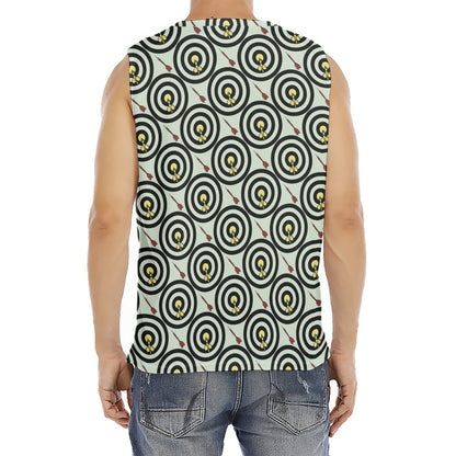 Dartboard Cartoon Pattern Print Men's Fitness Tank Top
