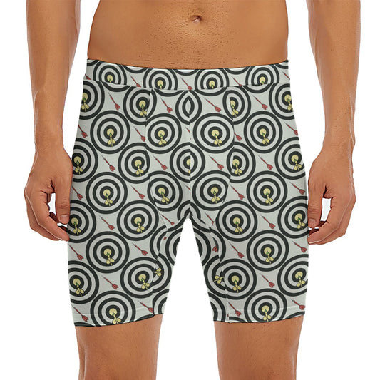 Dartboard Cartoon Pattern Print Men's Long Boxer Briefs
