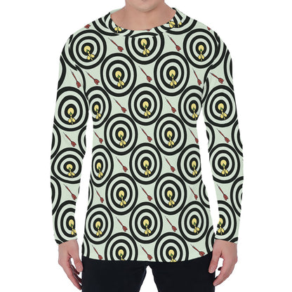 Dartboard Cartoon Pattern Print Men's Long Sleeve T-Shirt