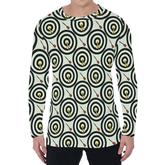 Dartboard Cartoon Pattern Print Men's Long Sleeve T-Shirt