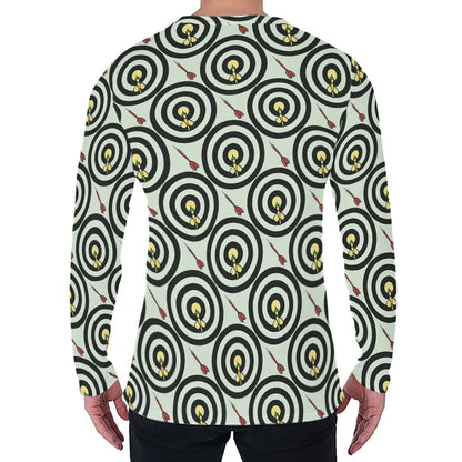 Dartboard Cartoon Pattern Print Men's Long Sleeve T-Shirt