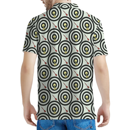 Dartboard Cartoon Pattern Print Men's Polo Shirt