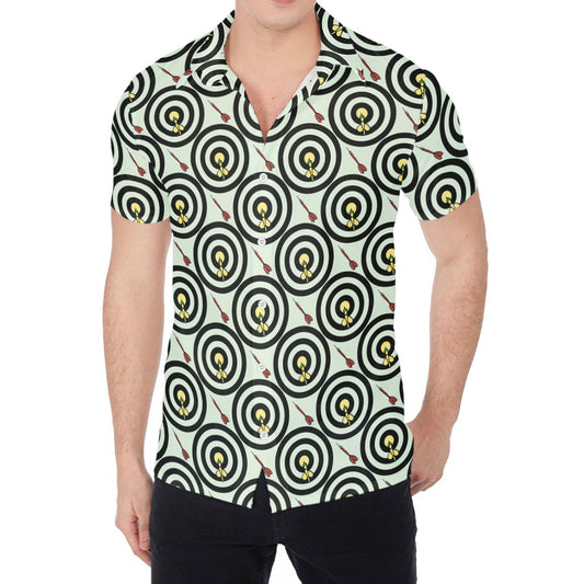 Dartboard Cartoon Pattern Print Men's Shirt