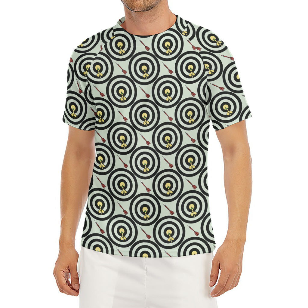 Dartboard Cartoon Pattern Print Men's Short Sleeve Rash Guard