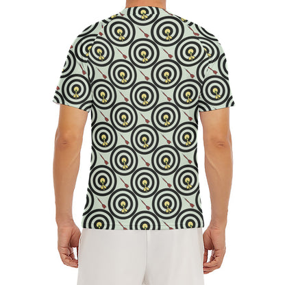 Dartboard Cartoon Pattern Print Men's Short Sleeve Rash Guard