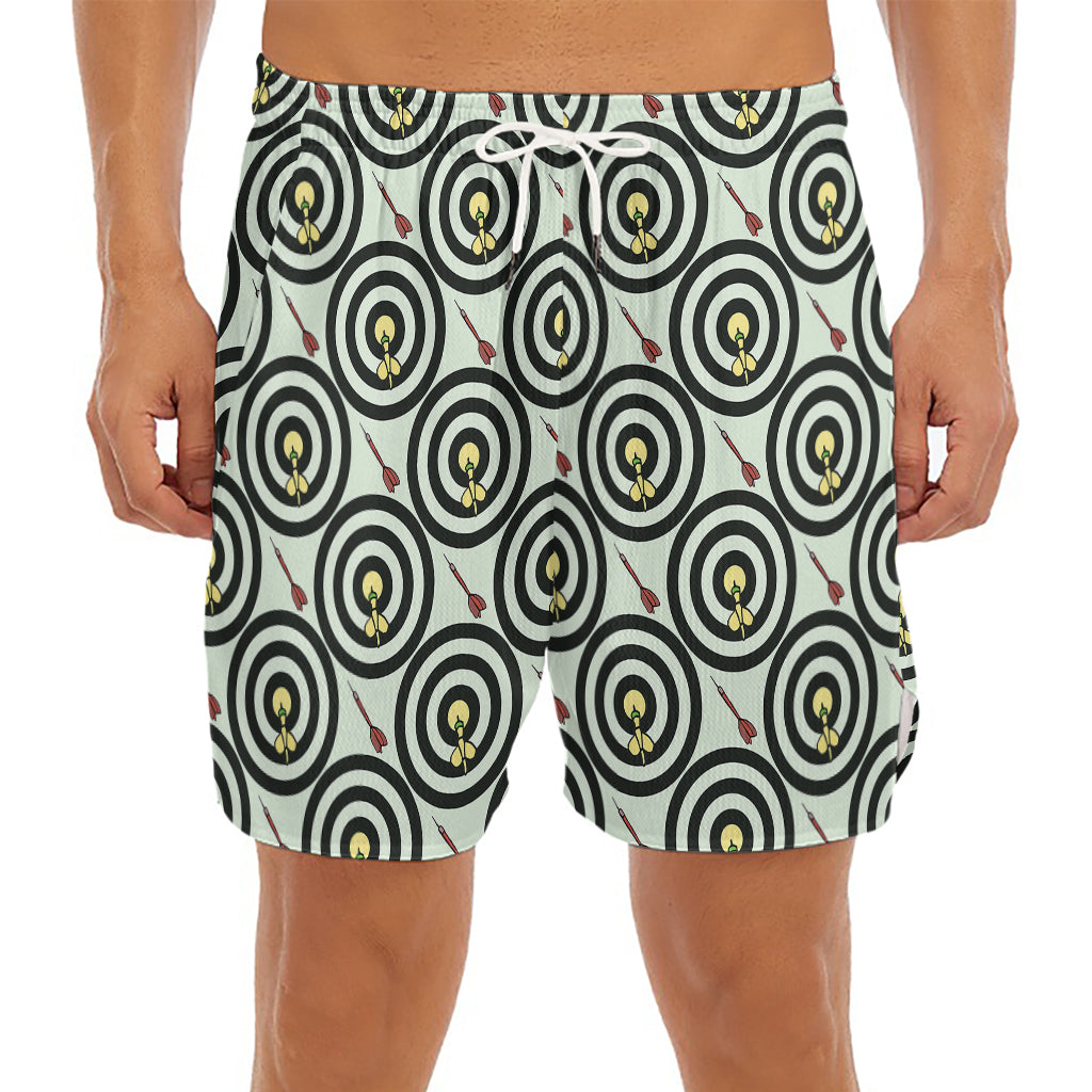 Dartboard Cartoon Pattern Print Men's Split Running Shorts