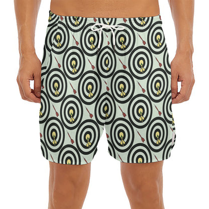 Dartboard Cartoon Pattern Print Men's Split Running Shorts