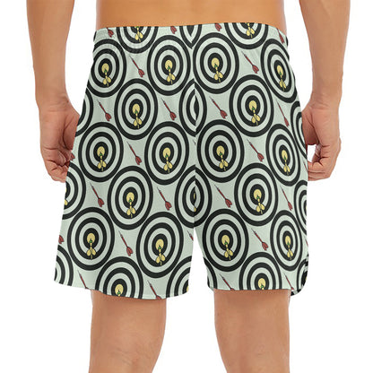 Dartboard Cartoon Pattern Print Men's Split Running Shorts