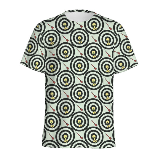 Dartboard Cartoon Pattern Print Men's Sports T-Shirt