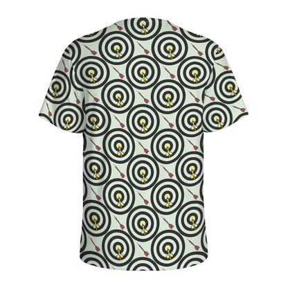 Dartboard Cartoon Pattern Print Men's Sports T-Shirt