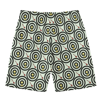 Dartboard Cartoon Pattern Print Men's Swim Trunks