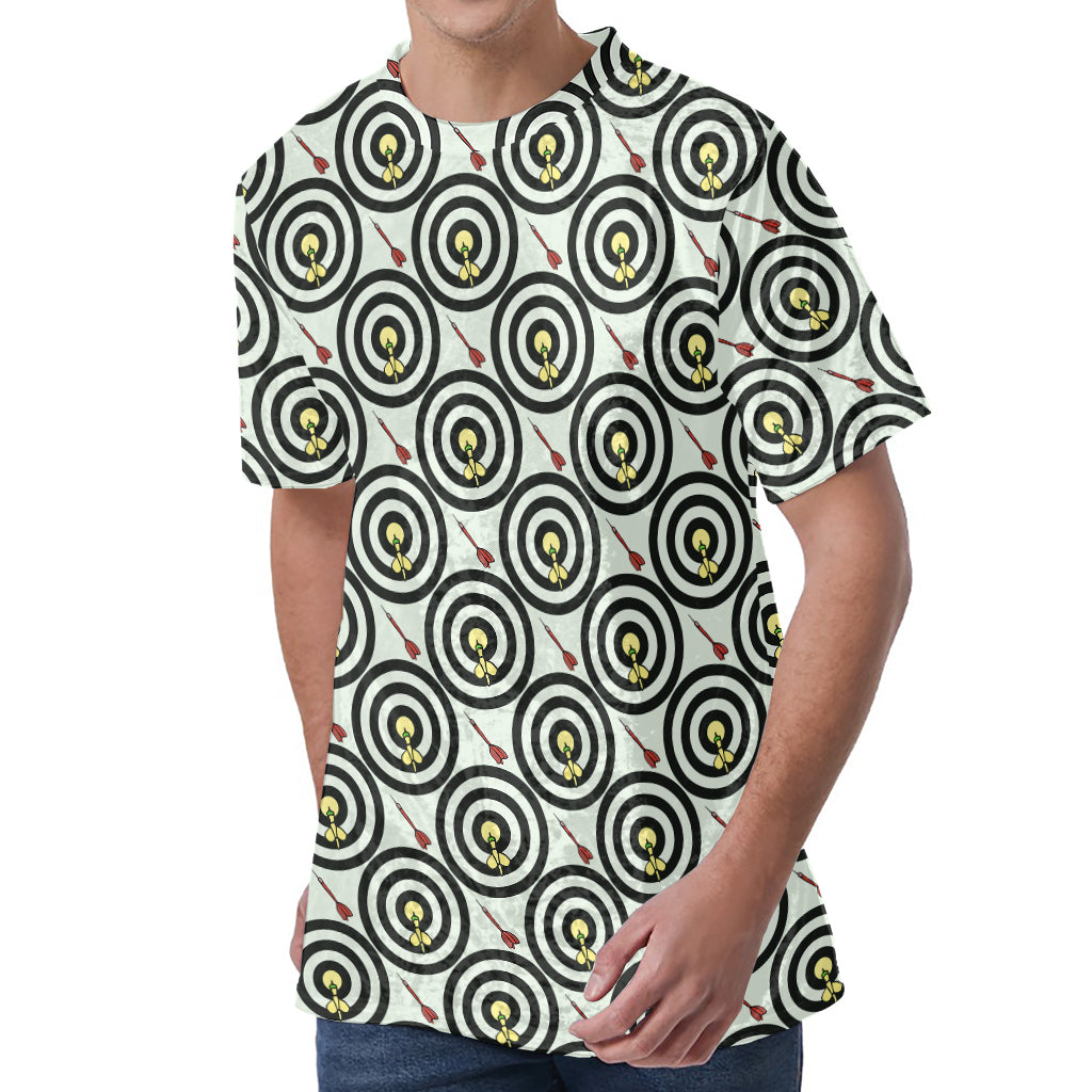 Dartboard Cartoon Pattern Print Men's Velvet T-Shirt