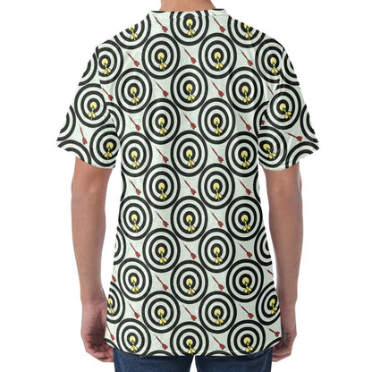Dartboard Cartoon Pattern Print Men's Velvet T-Shirt
