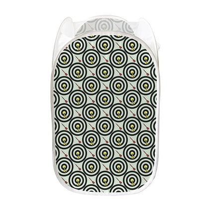 Dartboard Cartoon Pattern Print Mesh Laundry Hamper