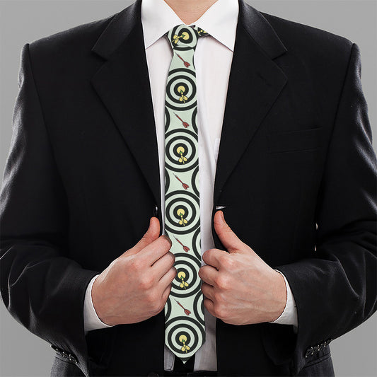 Dartboard Cartoon Pattern Print Necktie