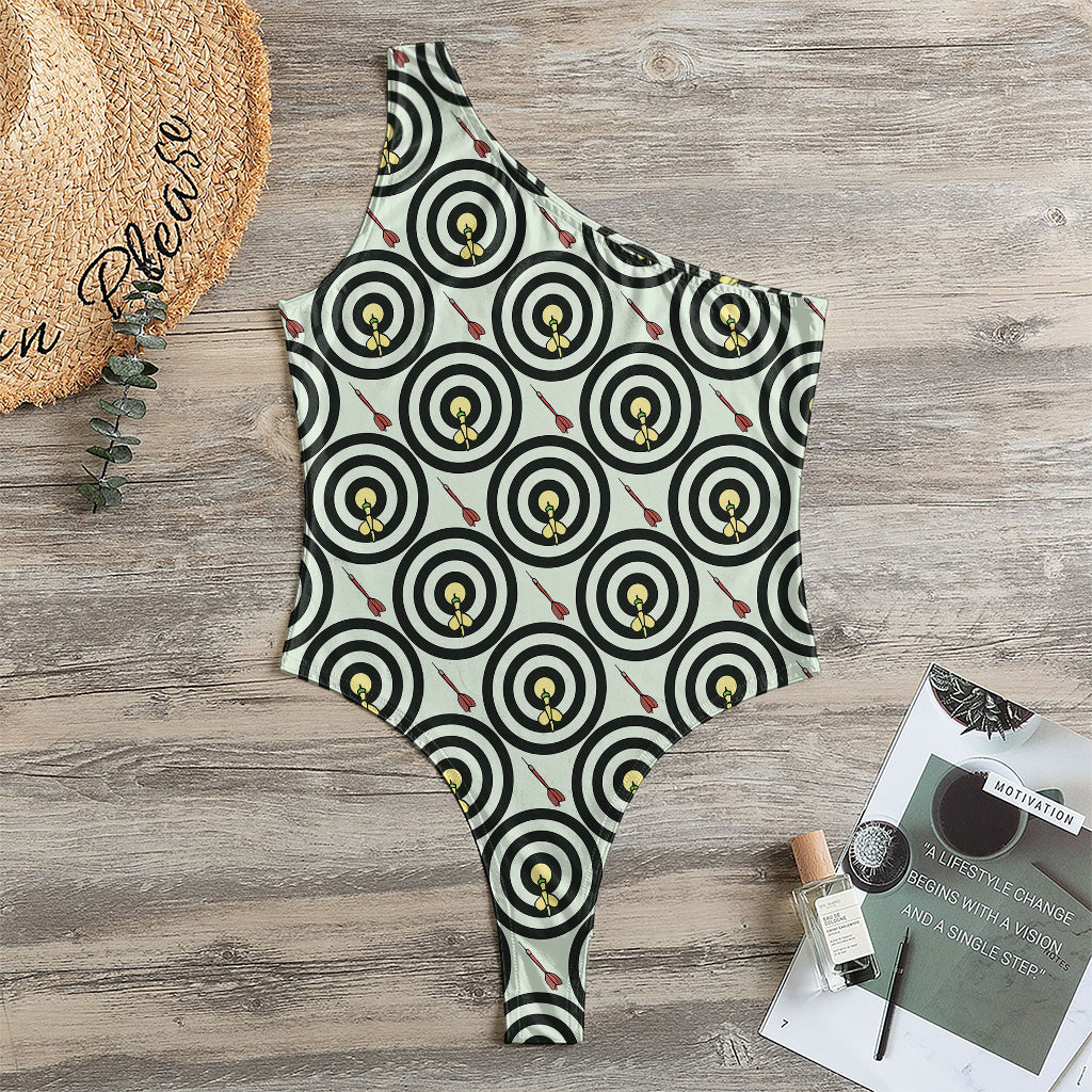 Dartboard Cartoon Pattern Print One Shoulder Bodysuit