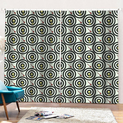 Dartboard Cartoon Pattern Print Pencil Pleat Curtains