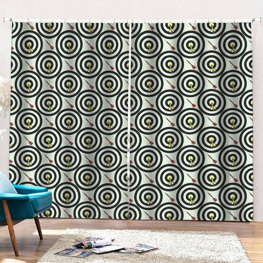 Dartboard Cartoon Pattern Print Pencil Pleat Curtains