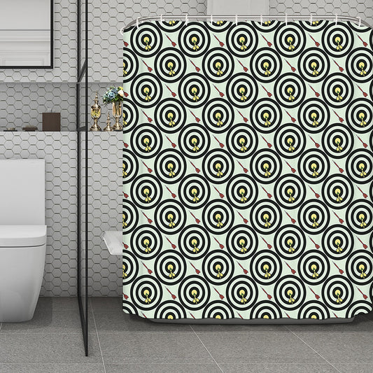 Dartboard Cartoon Pattern Print Polyester Shower Curtain