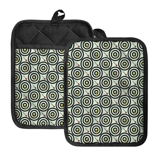 Dartboard Cartoon Pattern Print Pot Holders With Pocket
